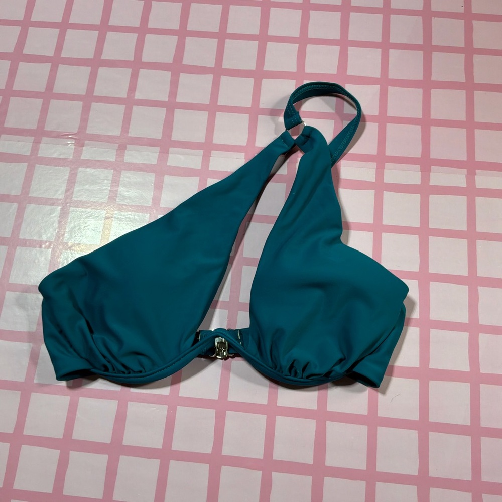 Teal ZAYFUL Halter Bikini Top